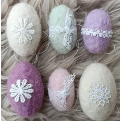 Sale 6 x OSTEREIER  PASTELL, 100%Wolle, ohne Styroporkern, Filzeier, Deko, handangefertigt Ostereier