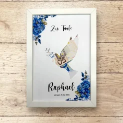 Geldgeschenke|Verzückt & Verplottet A4 Geldgeschenk zur Taufe, Kommunion, Konfirmation, Friedenstaube mit Blumenranke blau