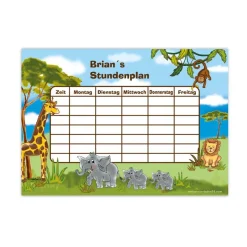 A4 Stundenplan | Afrika Savanne - personalisierbar, optional wiederbeschreibbar Kinder Stundenplan