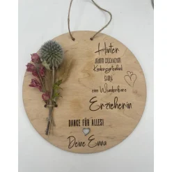 Hot Abschiedsgeschenk, Erzieher Geschenk,  Erzieher Abschiedsgeschenk, Holzschild Trockenblumen,  Kindergarten geschenk, Ges Kinder Danksagungskarten