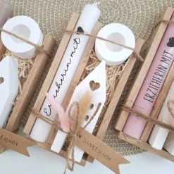 Abschiedsgeschenk Kindergarten KITA Erzieherin mit Herz Geschenkset Dankeschön Haus / Lichthaus Kerzenhalter rund Kerzen Kinder Danksagungskarten