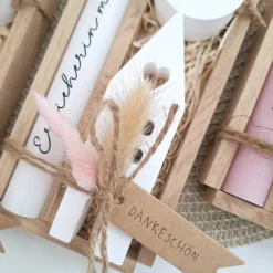 Abschiedsgeschenk Kindergarten KITA Erzieherin mit Herz Geschenkset Dankeschön Haus / Lichthaus Kerzenhalter rund Kerzen Kinder Danksagungskarten