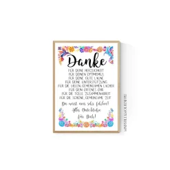 Danksagungskarten|Windstill & Wolkenfrei Abschiedsgeschenk Kollegin Kollege Verabschiedung Ruhestand Rente Geschenk Poster Bild Blumen Vögel Bunt