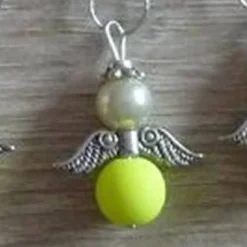 Clearance Acht Weihnachtsbaumanhänger Engel -NEON-gelb-weiß Baumschmuck