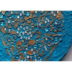 Clearance Acrylbild BAROCK IN TÜRKIS Herz Herzbild Valentinstag Geschenk Muttertag Acrylbild Collage Bild auf herzförmigem Keilrah Kunst