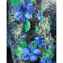 Kunst|Susanne Hiebl...die etwas andere Art! Acrylbild BLAUER HIBISKUS Acrylmalerei auf einem Keilrahmen abstrakte Blüten Wanddekoration blaues Bild