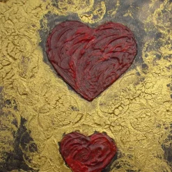 Clearance Acrylbild Collage VON HERZEN.... abstrakte Malerei in dunklen Farben mit leuchtenden Goldeffekten handgemaltes Unikat Kunst
