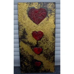 Clearance Acrylbild Collage VON HERZEN.... abstrakte Malerei in dunklen Farben mit leuchtenden Goldeffekten handgemaltes Unikat Kunst