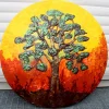 Best Acrylbild FEIGENBAUM Gemälde Malerei auf einem runden Keilrahmen abstrakte Kunst abstrakter Baum Kunst