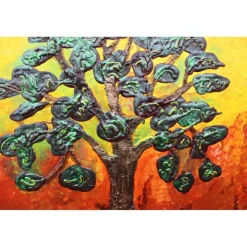 Best Acrylbild FEIGENBAUM Gemälde Malerei auf einem runden Keilrahmen abstrakte Kunst abstrakter Baum Kunst