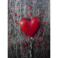 Kunst|Susanne Hiebl...die etwas andere Art! Acrylbild FÜR IMMER abstrakte Malerei/Collage Silber, Schwarz und Rot handgemaltes Unikat