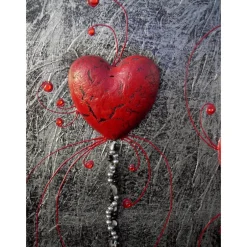 Kunst|Susanne Hiebl...die etwas andere Art! Acrylbild FÜR IMMER abstrakte Malerei/Collage Silber, Schwarz und Rot handgemaltes Unikat