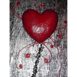 Discount Acrylbild FÜR IMMER abstrakte Malerei/Collage Silber, Schwarz und Rot handgemaltes Unikat Kunst