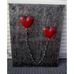 Discount Acrylbild FÜR IMMER abstrakte Malerei/Collage Silber, Schwarz und Rot handgemaltes Unikat Kunst