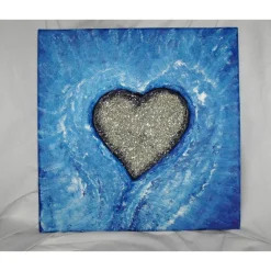 Kunst|Susanne Hiebl...die etwas andere Art! Acrylbild SILBERHERZ Gemälde Malerei  Gemälde Geschenk abstrakte Kunst Acrylmalerei Herz