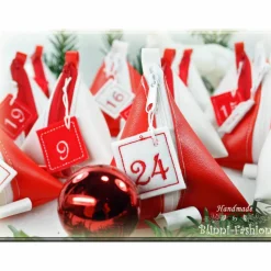 Clearance Adventkalender PURIST mit gestickten Zahlen, 24 Pyramiden Säckchen für Kinder und Erwachsene, Weihnachten, Advent Adventskalender