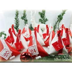 Clearance Adventkalender PURIST mit gestickten Zahlen, 24 Pyramiden Säckchen für Kinder und Erwachsene, Weihnachten, Advent Adventskalender