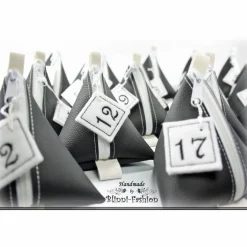 Adventskalender|Blinni-Fashion Adventkalender PURIST mit gestickten Zahlen, 24 Pyramiden Säckchen für Kinder und Erwachsene, Weihnachten, Advent