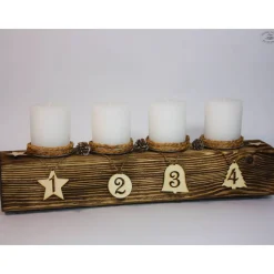 Clearance Adventsbalken aus Holz mit weißen Kerzen / Adventsgesteck / Adventsdeko Adventskränze
