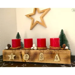 Clearance Adventsbalken aus Holz mit weißen Kerzen / Adventsgesteck / Adventsdeko Adventskränze