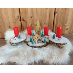 Adventskränze|Tinasdeko2019 Adventsgesteck auf Baumscheibe, Landschaft, rot, 50x27x25cm