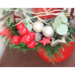 Online Adventsgesteck Weihnachtsdeko rot grün Kerzengesteck Tischdekoration