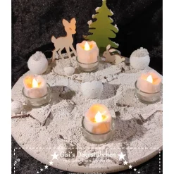 Adventsgesteck Winterwald Teelichthalter Adventskränze