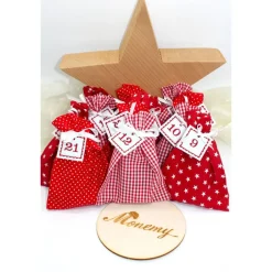 Adventskalender / Säckchen zum befüllen / Stoffsäckchen mit Zahlen rot weiß Adventskalender