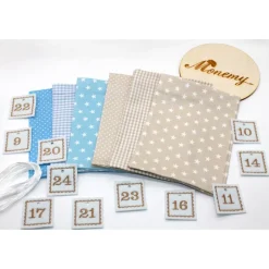 Adventskalender|Monemy Adventskalender / Säckchen zum Befüllen / Stoffsäckchen mit Zahlen creme beige hellblau