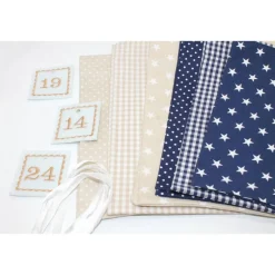 Adventskalender|Monemy Adventskalender / Säckchen zum befüllen / Stoffsäckchen mit Zahlen dunkelblau beige