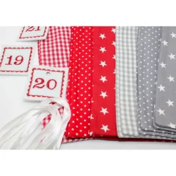 Sale Adventskalender / Säckchen zum befüllen / Stoffsäckchen mit Zahlen rot grau Adventskalender