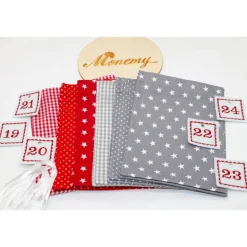 Sale Adventskalender / Säckchen zum befüllen / Stoffsäckchen mit Zahlen rot grau Adventskalender
