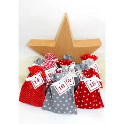 Sale Adventskalender / Säckchen zum befüllen / Stoffsäckchen mit Zahlen rot grau Adventskalender