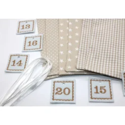 Adventskalender|Monemy Adventskalender / Säckchen zum befüllen / Stoffsäckchen mit Zahlen beige creme weiß