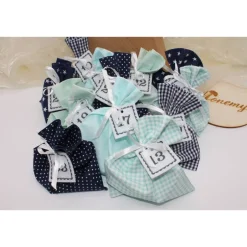 Sale Adventskalender / Säckchen zum befüllen / Stoffsäckchen mit Zahlen mint dunkelblau Adventskalender
