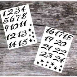 Adventskalenderzahlen|Xtraoriginell Adventskalender Aufkleber Zahlen Vinyl Sternchen