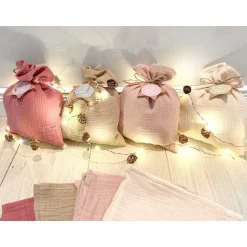 Adventskalender|Glückspilz-Shop Adventskalender aus Musselin, für Mädchen, XXL Säckchen aus Stoff zum Befüllen, wieder verwendbar