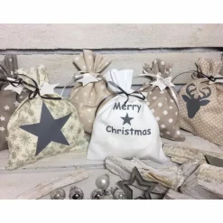 Adventskalender beige grau weiß Kalender Advent selber befüllen Säckchen Baumwolle Taschen Tüten Türchen Weihnachten Adventskalender