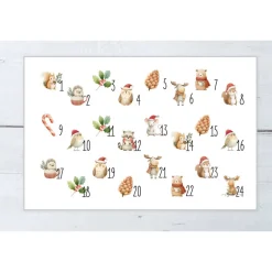 Sale Adventskalender Beutel 24 Stück – Baumwollbeutel mit Waldtieren, OEKO-TEX, 10×14 Adventskalender