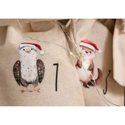 Adventskalender|nice-4u Adventskalender Beutel 24 Stück – Baumwollbeutel mit Weihnachtstieren, OEKO-TEX, klein/groß/Mix, wiederverwendbar