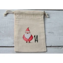 Sale Adventskalender Beutel 24 Stück – Baumwollbeutel „Pink Christmas“, OEKO-TEX, 10×14/15×20 cm, wiederverwendbar Adventskalender
