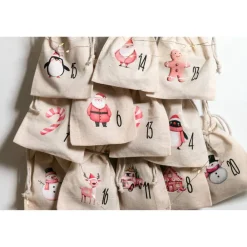 Sale Adventskalender Beutel 24 Stück – Baumwollbeutel „Pink Christmas“, OEKO-TEX, 10×14/15×20 cm, wiederverwendbar Adventskalender