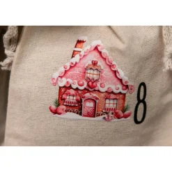 Sale Adventskalender Beutel 24 Stück – Baumwollbeutel „Pink Christmas“, OEKO-TEX, 10×14/15×20 cm, wiederverwendbar Adventskalender