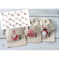 Sale Adventskalender Beutel 24 Stück – Baumwollbeutel „Pink Christmas“, OEKO-TEX, 10×14/15×20 cm, wiederverwendbar Adventskalender