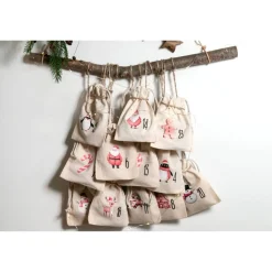 Sale Adventskalender Beutel 24 Stück – Baumwollbeutel „Pink Christmas“, OEKO-TEX, 10×14/15×20 cm, wiederverwendbar Adventskalender