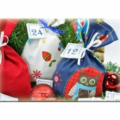 Adventskalender|Blinni-Fashion Adventskalender EULE, Stoff Säckchen mit gestickten Zahlen für Kinder und Erwachsene, Weihnachten, Advent, verschiedene Farben