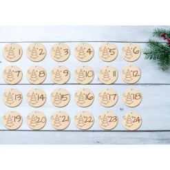 Outlet Adventskalender Holz 38×21 cm – Winterlandschaft mit Gänsen, Acryl-Name, Set-Auswahl, Birke 4 mm Adventskalender