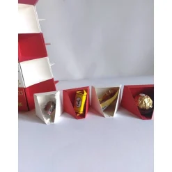 Best Adventskalender Leuchtturm zum selbst befüllen – Handgemacht in Rot/Cremfarben Adventskalender