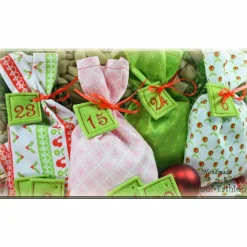 Hot Adventskalender mit Stoff Säckchen und gestickten Zahlen auf Filz für Mädchen, Weihnachten, Advent,rosa, rot, grün Adventskalender