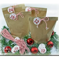 Hot Adventskalender Papiertüten zum Befüllen in rot, blau oder grün, 14 x 22 cm für Kinder und Erwachsene, Advent, Nikolaus Adventkalender Adventskalender